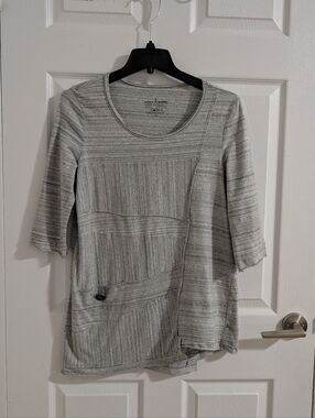 Neon Buddha Grey Asymmetric Tunic Top 96% Cotton Lagenlook Art to Wear  XS